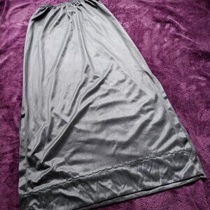 Vintage Berkliff Long Half Slip 14" Slit Black Nylon Made in USA Size Medium